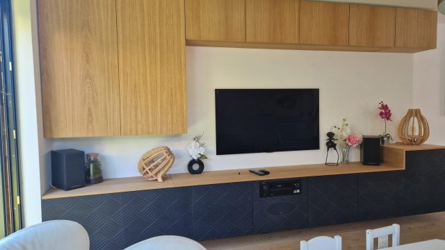 Meuble Valchromat Motif Vague Chêne — Creabais, mobilier sur-mesure