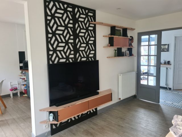 Meuble Valchromat Noir Baubuche Dibond Cuivre — Creabais, mobilier sur-mesure